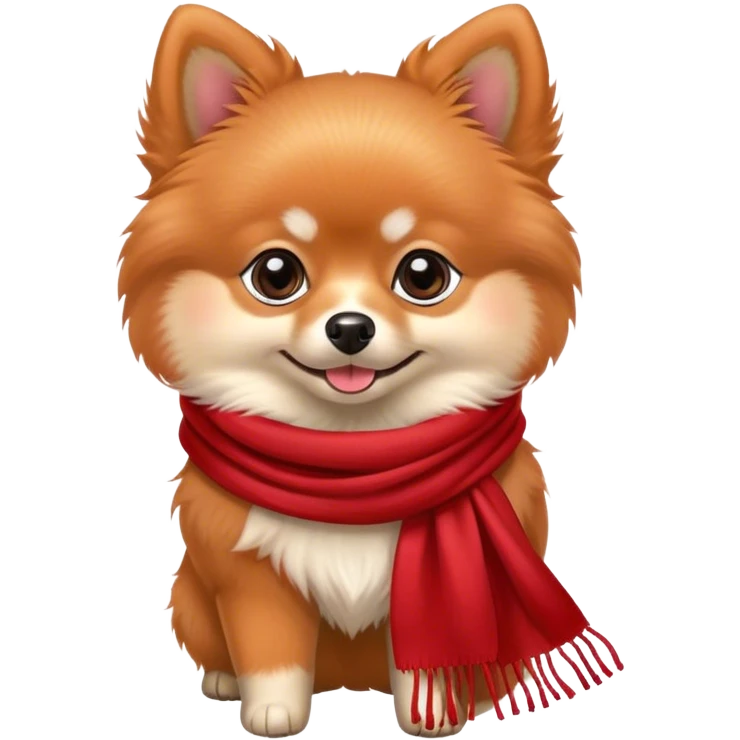 red pomeranian with scarf emoji