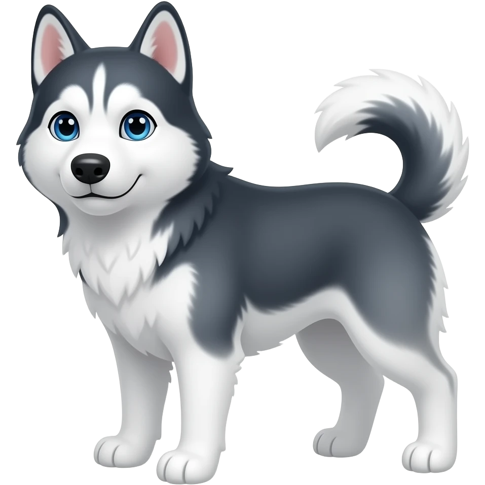 Cachorro husk de olho azul e pelo branco emoji