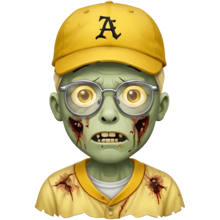 glasses zombie with yellow baseball hat emoji