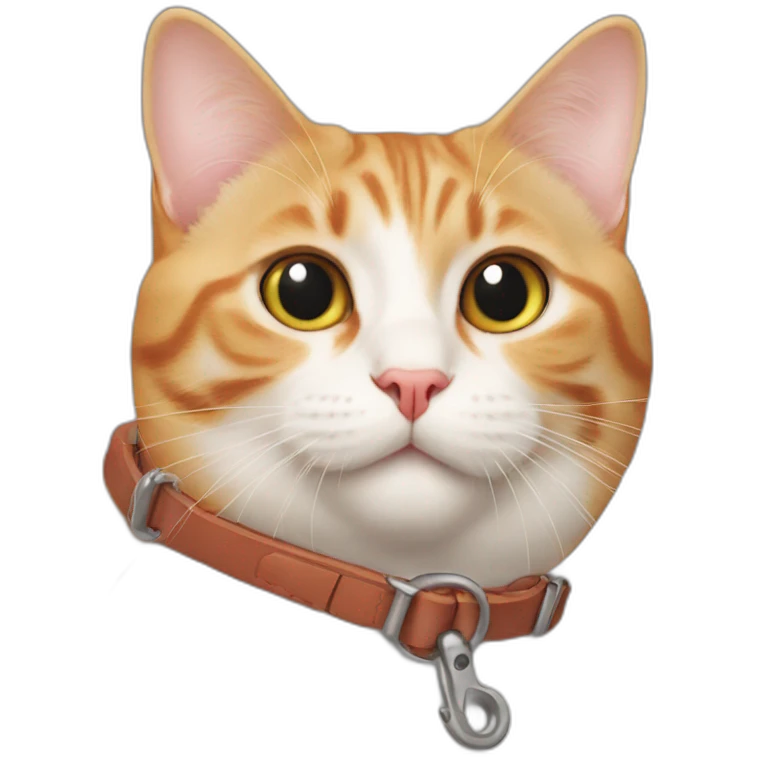 cat with a sausage leash emoji