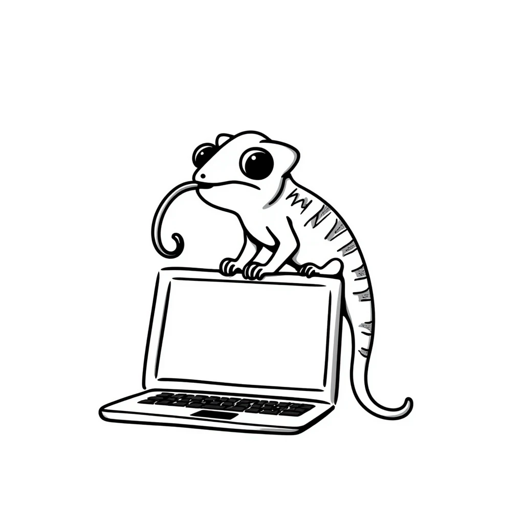 chameleon typing on laptop emoji