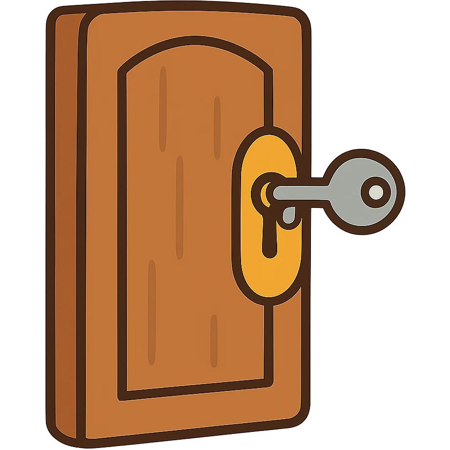 flat toon style door being unlocked, no background emoji
