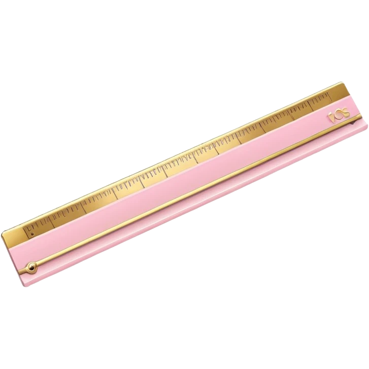 Pastel pink ruler with gold metallic numbers, glossy luxury design emoji
