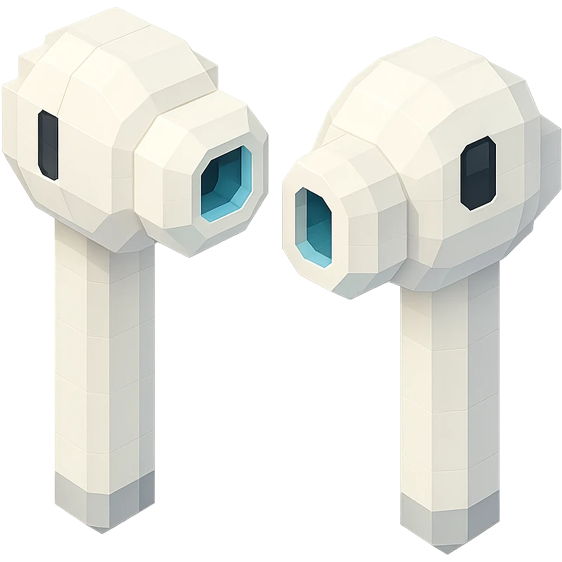 white EarPods headphones with a futuristic look emoji