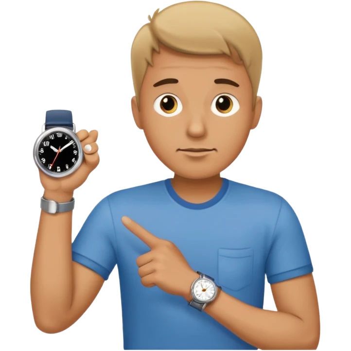 bored man pointing at his watch on his wrist emoji