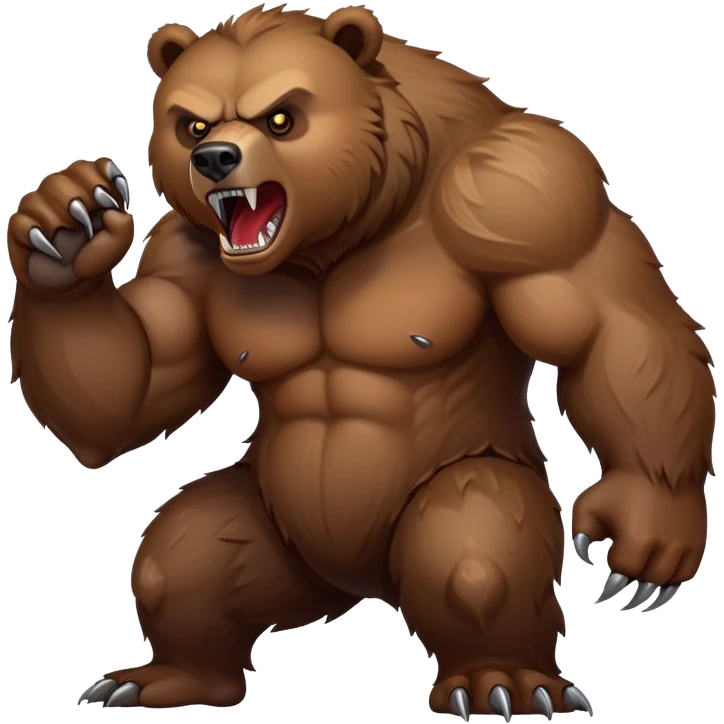 Tough wild grizzly bear with angry eyes, sharp teeth, and powerful stance emoji