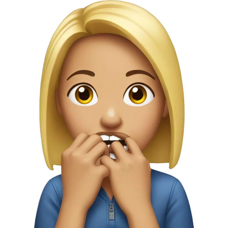 girl biting her nails emoji