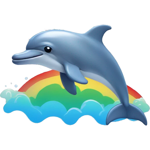 Dolphin with a rainbow emoji