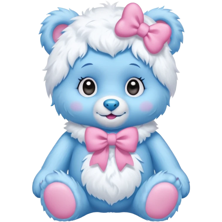 blue girl care bear yeti with bow emoji
