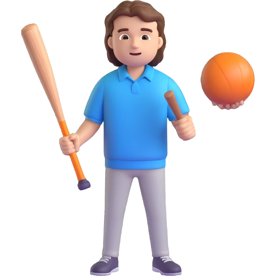 Stranger Things series, 3D emoji style, Steve Harrington with a bat emoji