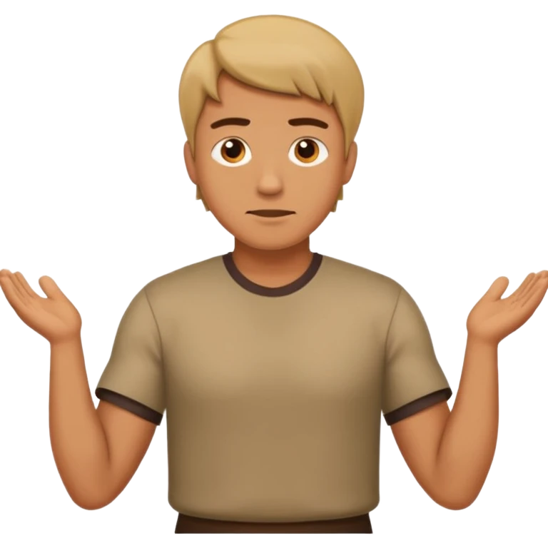 a man shrugging his shoulders with six on one side and seven on the other  emoji