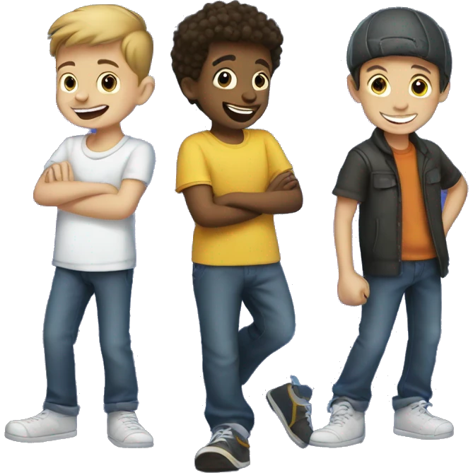 three boys having fun emoji