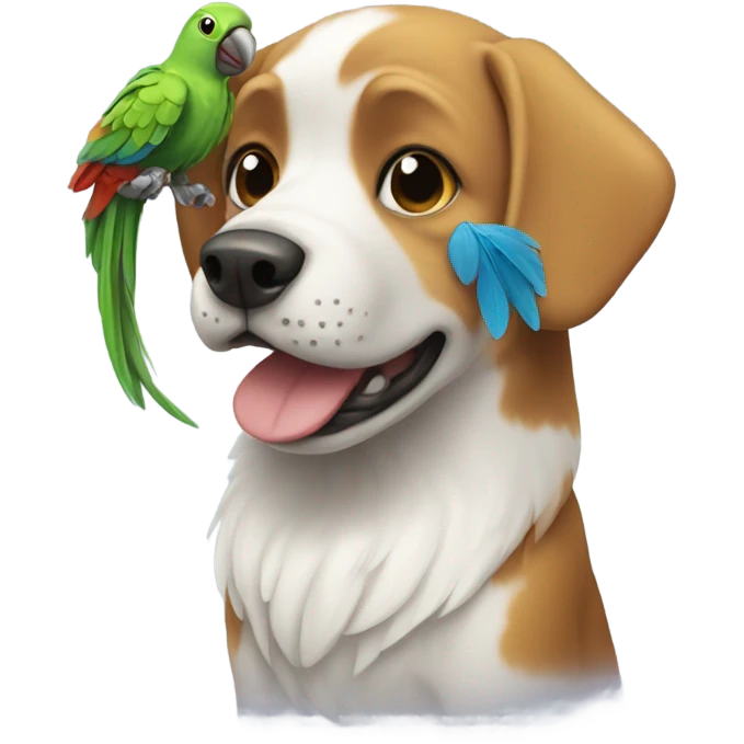 Dog holding a parrot  emoji