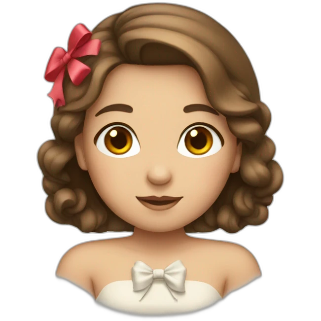 girl wearing bow with brown hair emoji