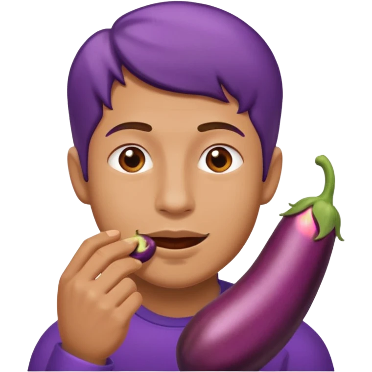 Man eating eggplant emoji