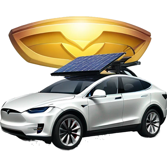 tesla with solar panel on the top of the car emoji