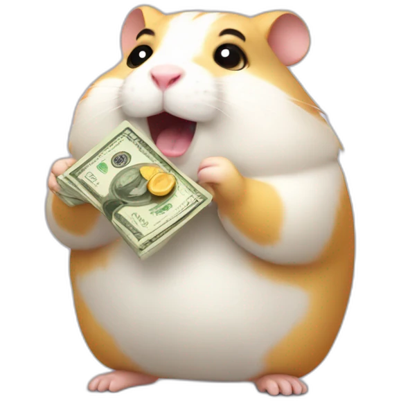 Fat hamster offering pack of money   emoji
