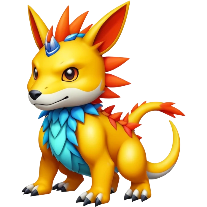 Colorful kawaii cool edgy Digimon-Fakemon-animal full body emoji