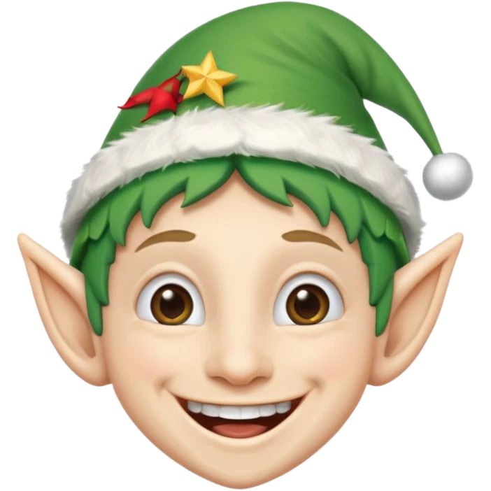 duende navideño con una sonrisa amplia y brackets en los dientes emoji