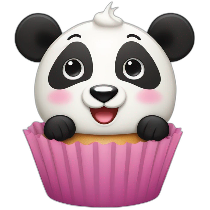 Happy cupcake as a panda emoji