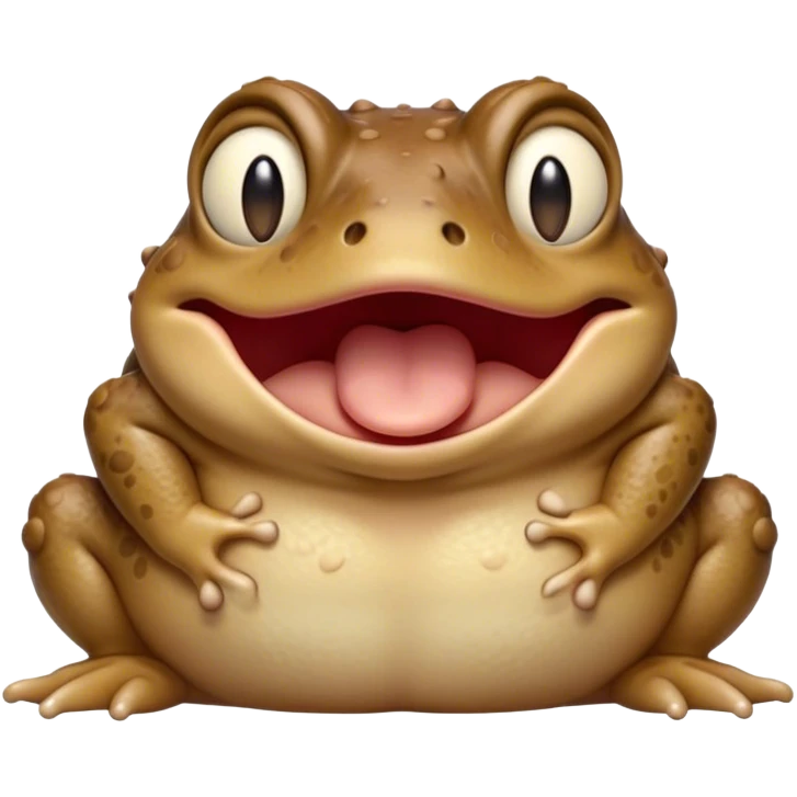 Cinematic Cute Yawning Toad Portrait Emoji, Head tilted slightly with a dramatic, wide-open yawn, showcasing a stout, textured body with drooping, warty features and sleepy, half-closed eyes, Simplified yet irresistibly adorable features, highly detailed, glowing with a soft, cozy woodland glow, high shine, relaxed yet expressive, stylized with a dash of whimsical amphibian charm, soft glowing outline, capturing the essence of a drowsy yet affectionate toad that appears ready to stretch out for a nap! emoji