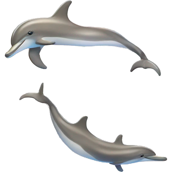 Dolphins jumps in the sea with rainbows and sunset emoji