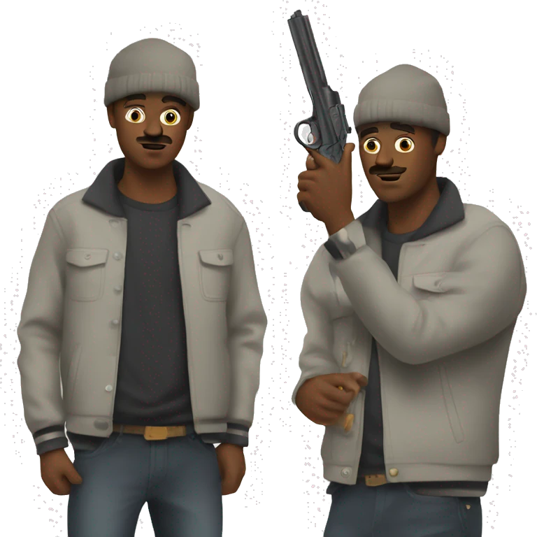 funny meme with stylish guy with gun emoji