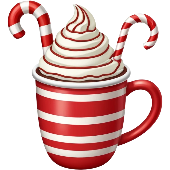 Peppermint hot cocoa with candy cane stirrer emoji