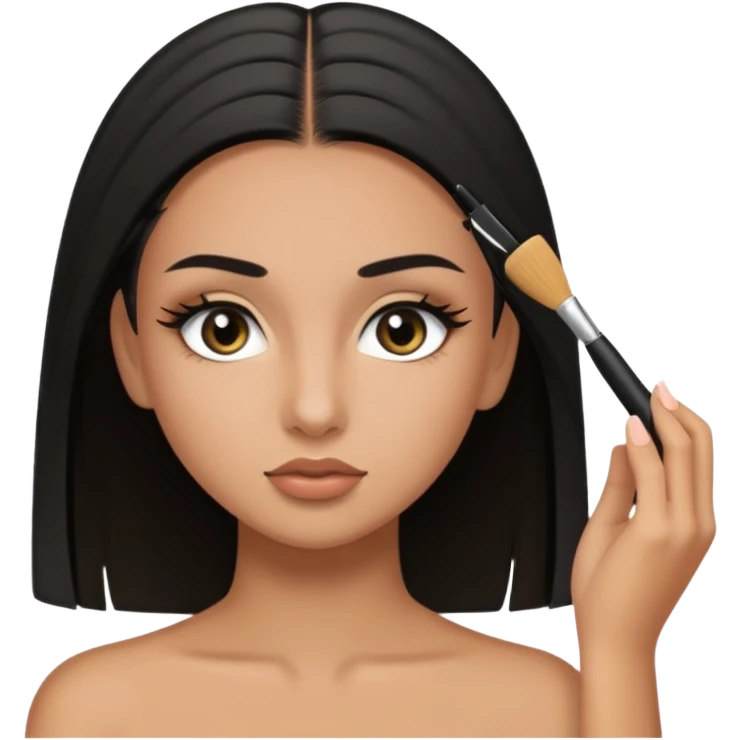 tan girl with black straight hair half her hair is back and the other half is in front and she’s applying mascara emoji