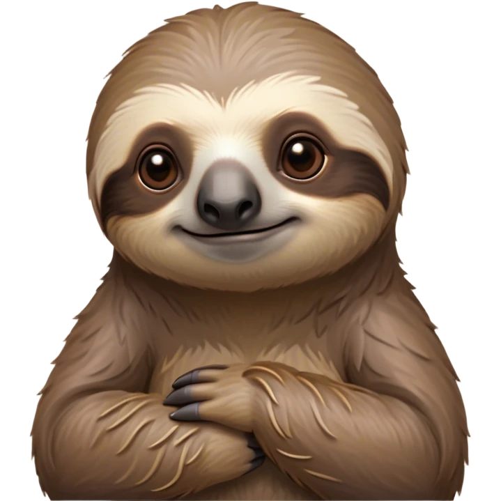 Cinematic Noble Sloth Portrait Emoji, Poised and serene, with a leisurely, gentle build and calm, wise eyes adorned with soft, textured fur, Simplified yet sharp and sophisticated features, highly detailed, glowing with a soft, tranquil glow, high shine, intelligent and unhurried, stylized with an air of relaxed authority, focused and composed, soft glowing outline, capturing the essence of a watchful and confident guardian that appears ready to slowly emerge from the screen with effortless grace! emoji