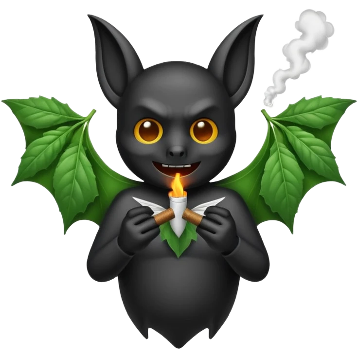 Bat smoking a marijuana jointwhile flying  emoji