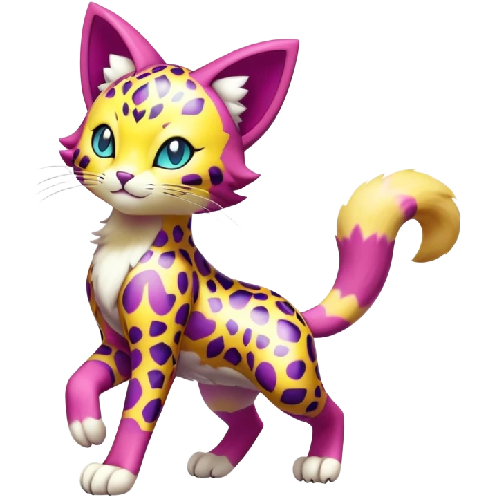 Colorful Liepard-Skitty-Delcatty-Pokémon-Fakémon-hybrid-creature (full body) emoji