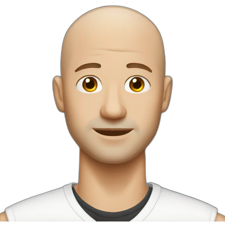 Bald man in white shirt and an earing emoji