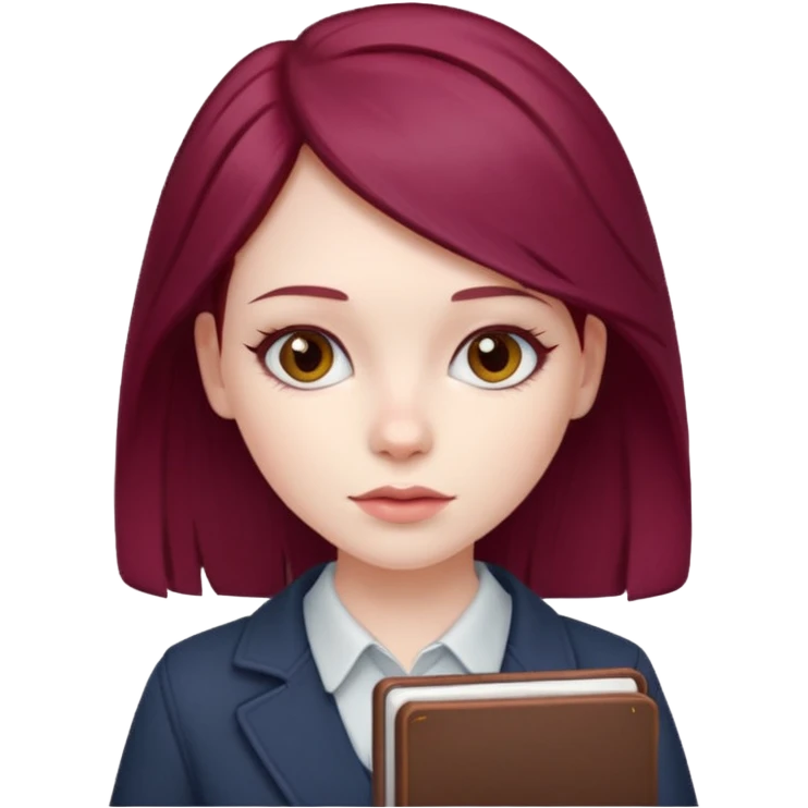 girl with a burgundy hair and a notebook emoji