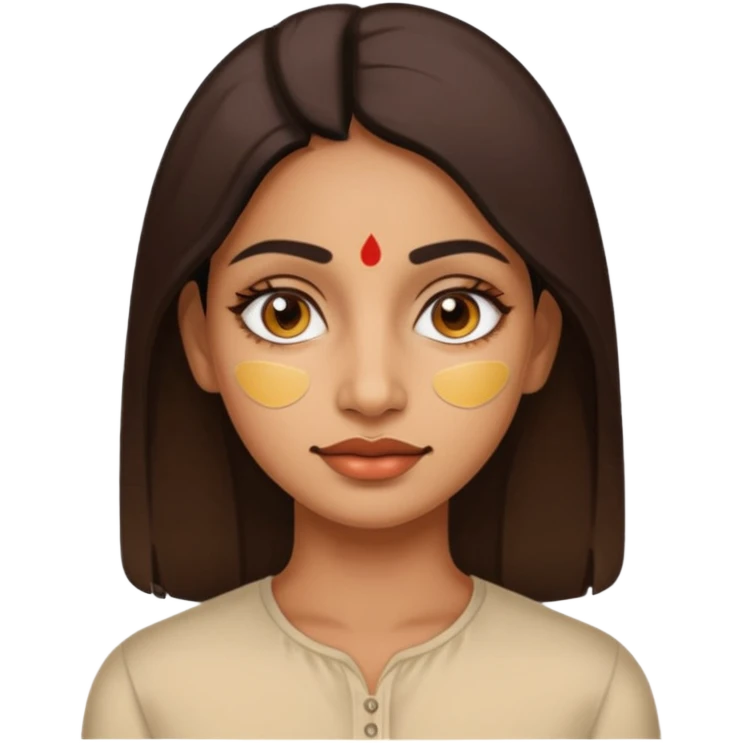 make an emoticon of a woman that has gel-like under eye patches of skincare of transparent color and make the woman slighlty indian, please remove the earrings anf the bindi  emoji