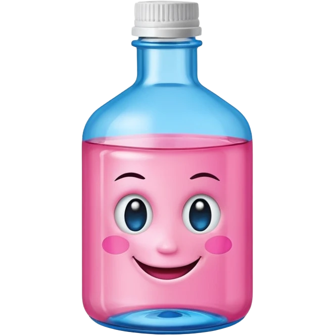 Smiling winking oil bottle pink blue top  emoji
