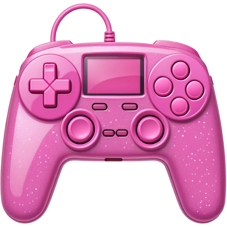 glittery pink 90s retro game console with pink corded controller emoji