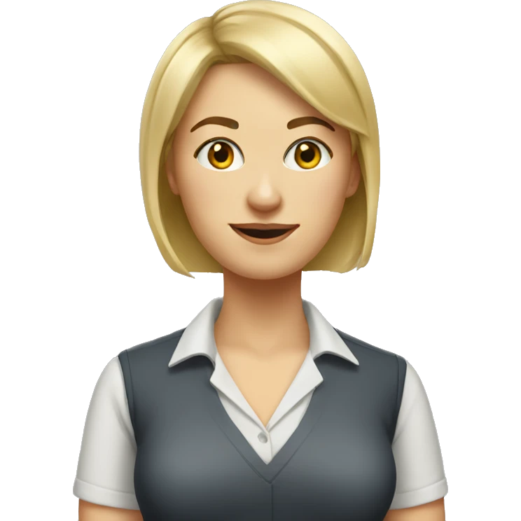 Woman teacher blonde short hair, no glasses, bangs  emoji