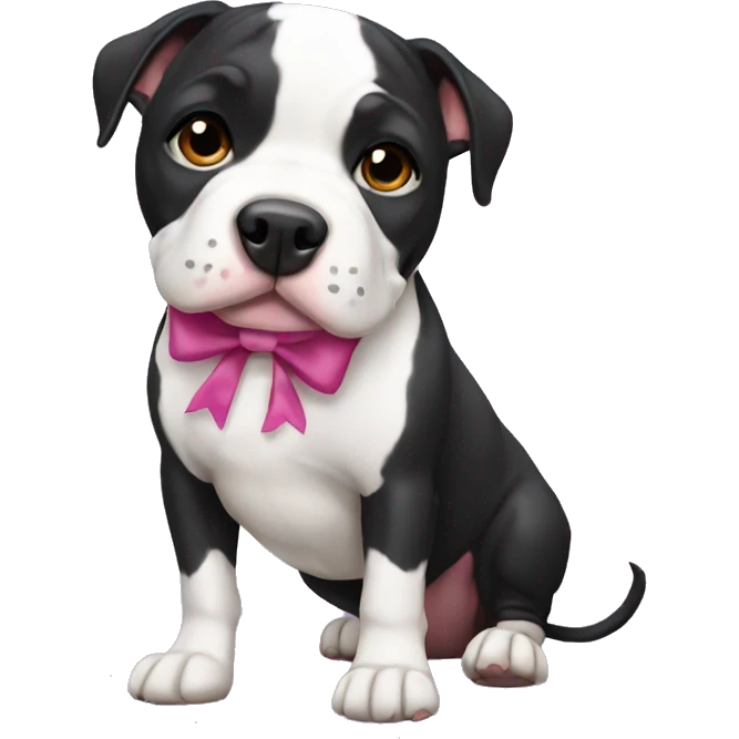 Black and White pitbull with bow emoji