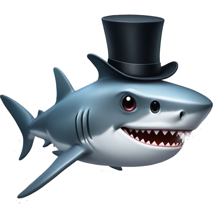 Shark with a top hat emoji