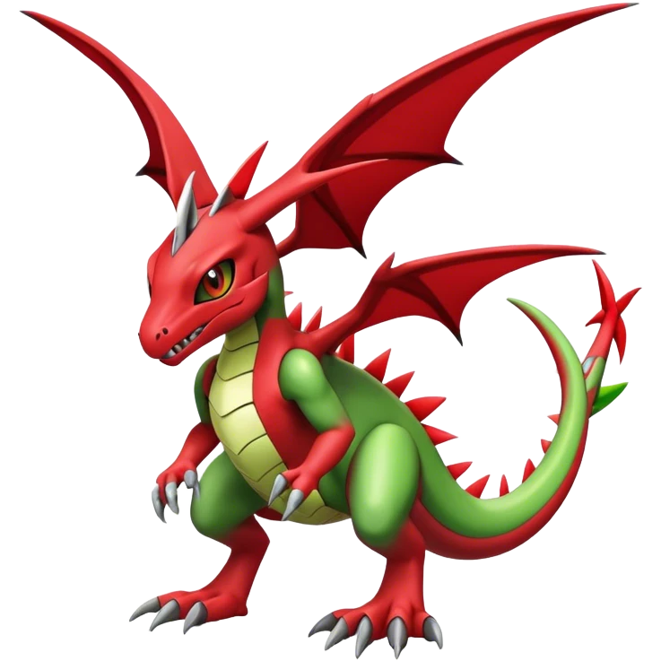 Cool edgy Guilmon-Flygon-Digimon, full body emoji