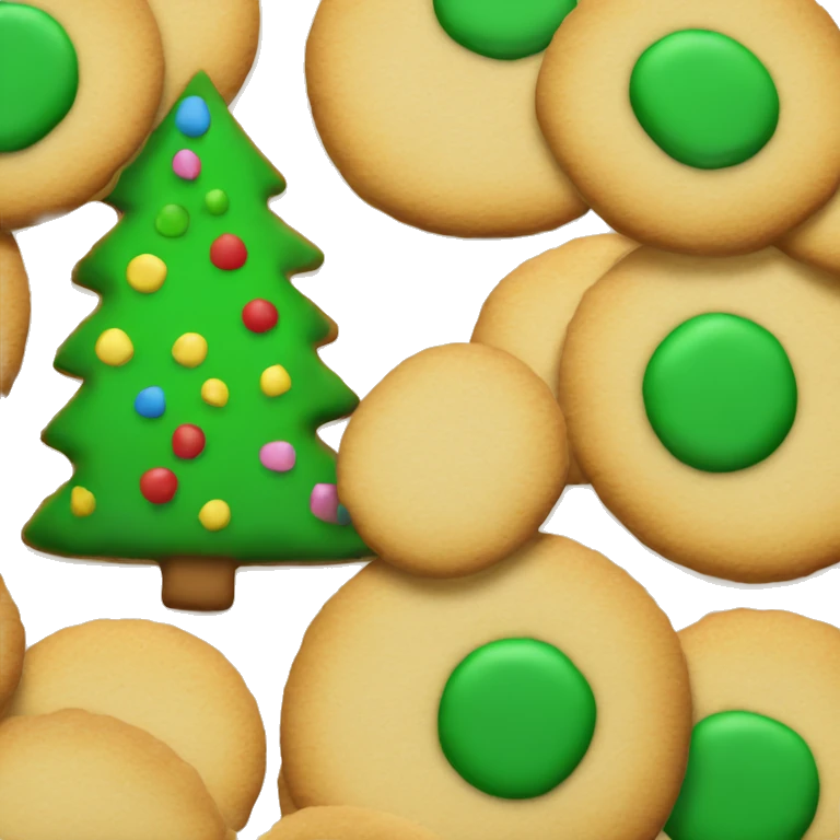 Just One simple Round plain cookie no chips with a green Christmas tree in the center top very basic emoji