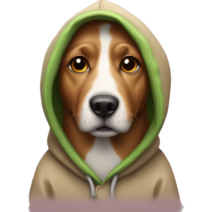 Dog wearing a hopdie emoji