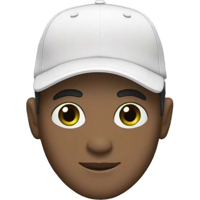 Green eyes white male wearing a black t-shirt & black baseball cap  emoji