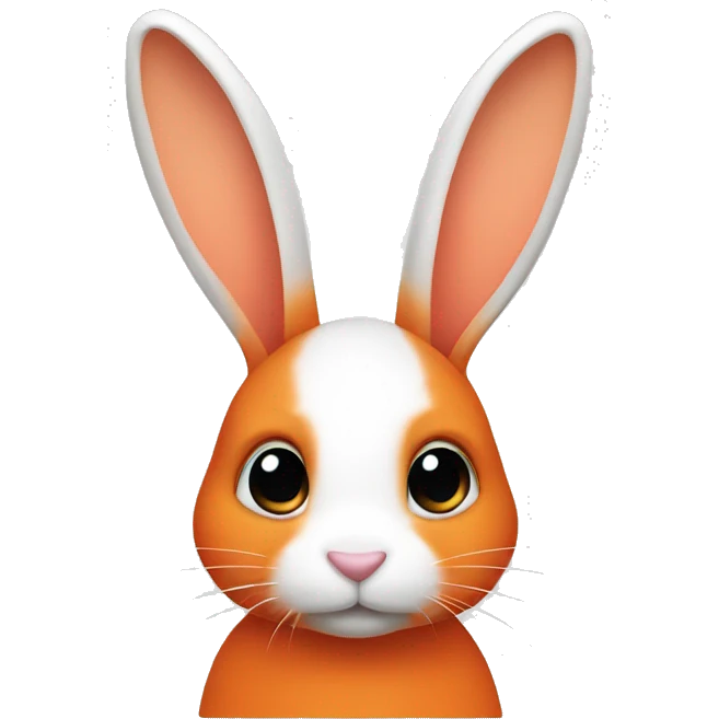 Bunny in orange and white with long ears emoji