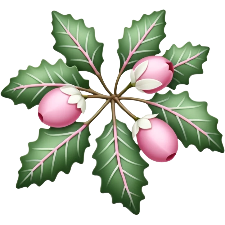 pink mistle toe with white leaves emoji