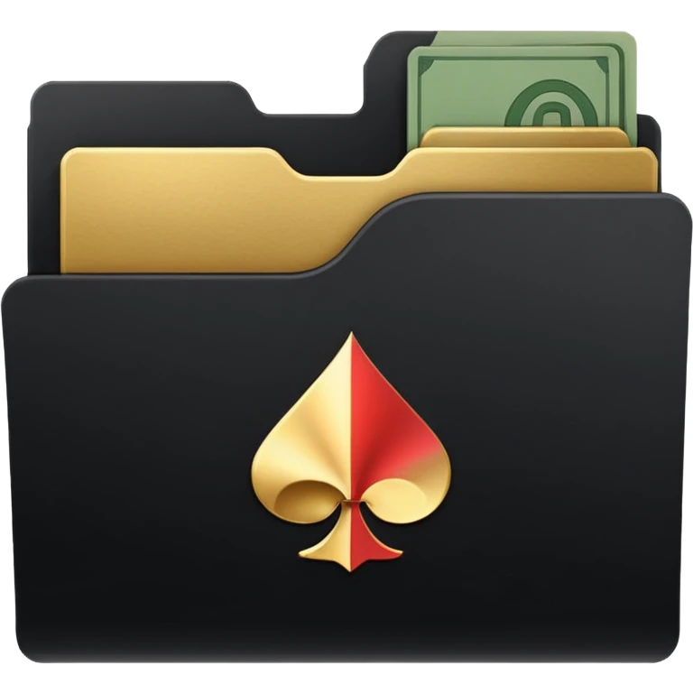 A minimal emoji-style icon of a matte black folder, slightly open, with a simple white or gold finance logo on the front symbolizing growth, stability, and money management, clean lines, subtle shading, and a professional, organized vibe. emoji