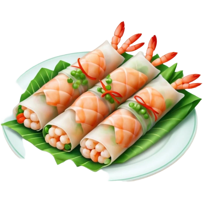 Vietnamese spring roll with a shrimp and green onion emoji