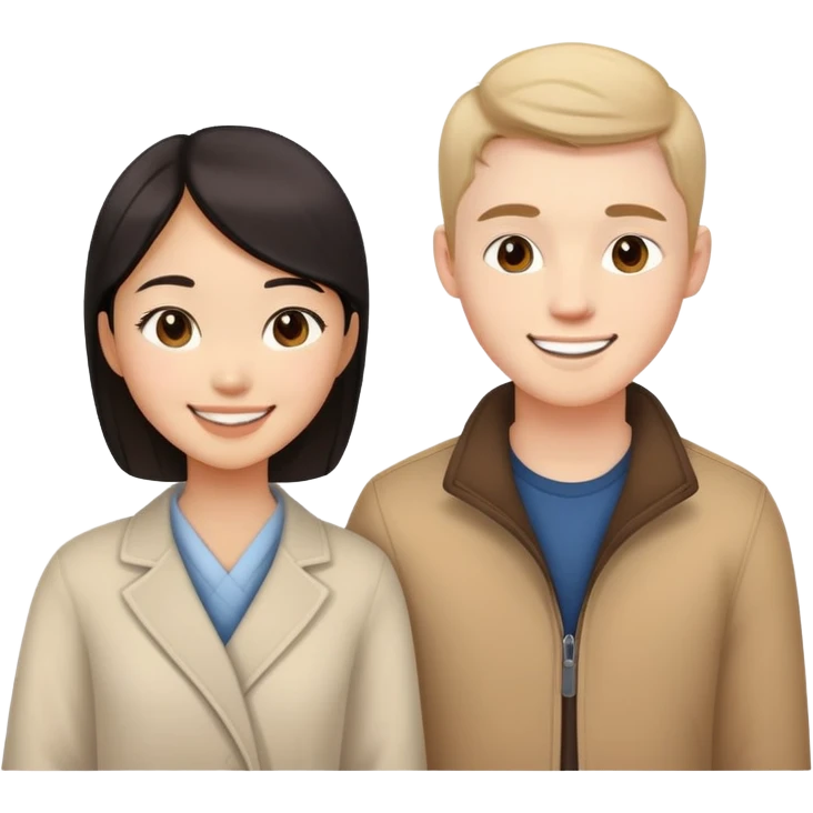 Asian girl and white boy couple emoji