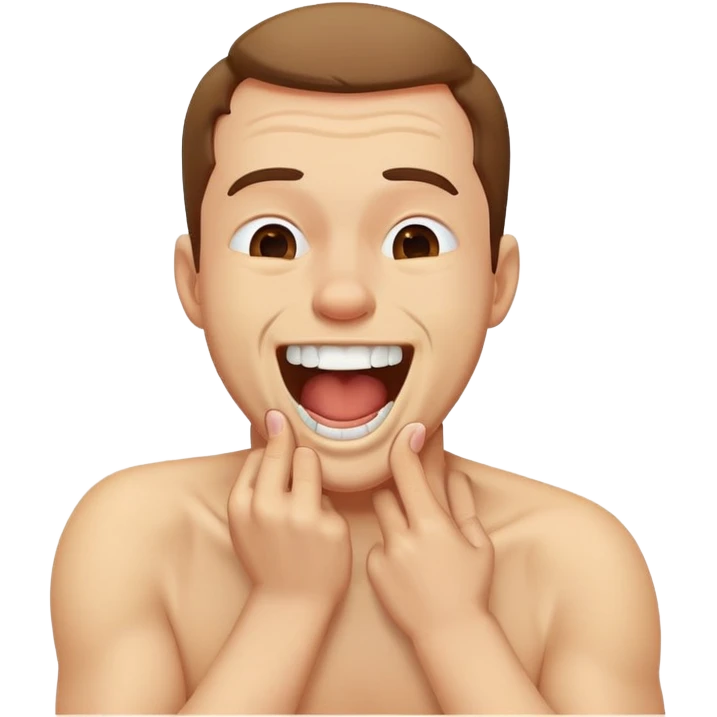 Guy choking himself while laughing  emoji